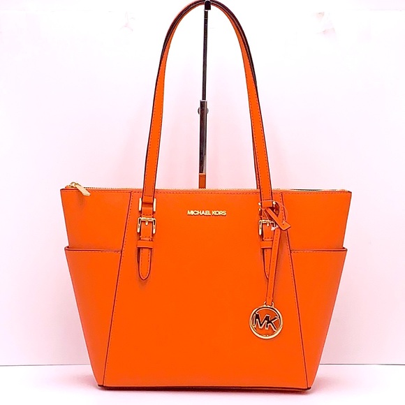 MICHAEL KORS Jet Set Large Crossgrain Leather Top-Zip Charlotte Tote Bag… - Picture 1 of 14